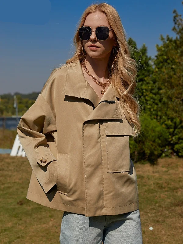 Wjczt 2022 Women's jacket Simple Classic Short Loose Trench coat Lady Cloak Windbreaker Fashion Spring Fall Outerwear ZS-DS24 Welt Pockets Slit Pockets Flap Pockets Wjczt 2022 Women's jacket Simple Classic Short Loose Trench coat Lady Cloak Windbreaker Fashion Spring Fall Outerwear ZS-DS24 Welt Pockets Slit Pockets Flap Pockets
