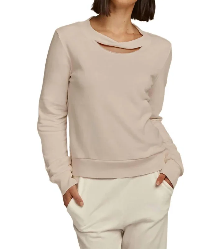 Twist Neck Pullover In Oat Honey Neck Pullover