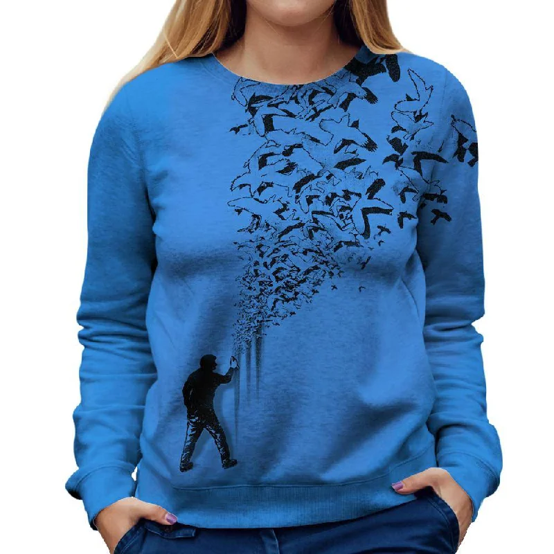Flying High Womens Sweatshirt Hoodie with Hem Lace Feminine Delicate
