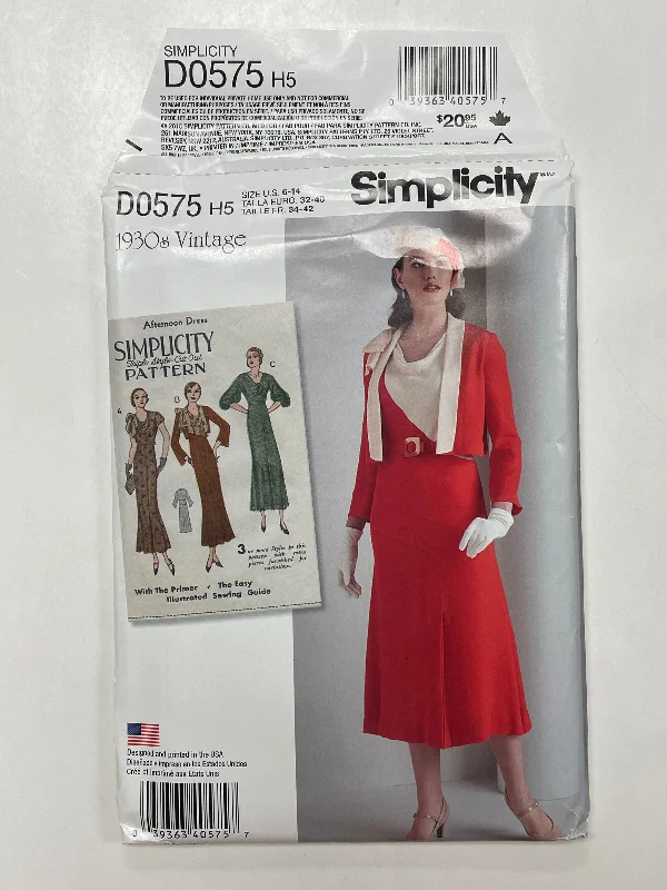 SALE 1930's Simplicity 0575 Sewing Pattern - Dress and Jacket FACTORY FOLDED Notch Collar Peter Pan Collar Cowl Neck SALE 1930's Simplicity 0575 Sewing Pattern - Dress and Jacket FACTORY FOLDED Notch Collar Peter Pan Collar Cowl Neck