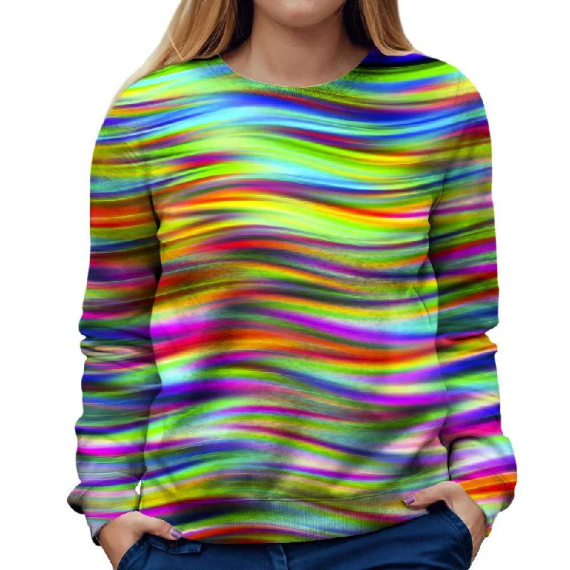Green Flow Womens Sweatshirt Hoodie with Illustration Artistic Creative
