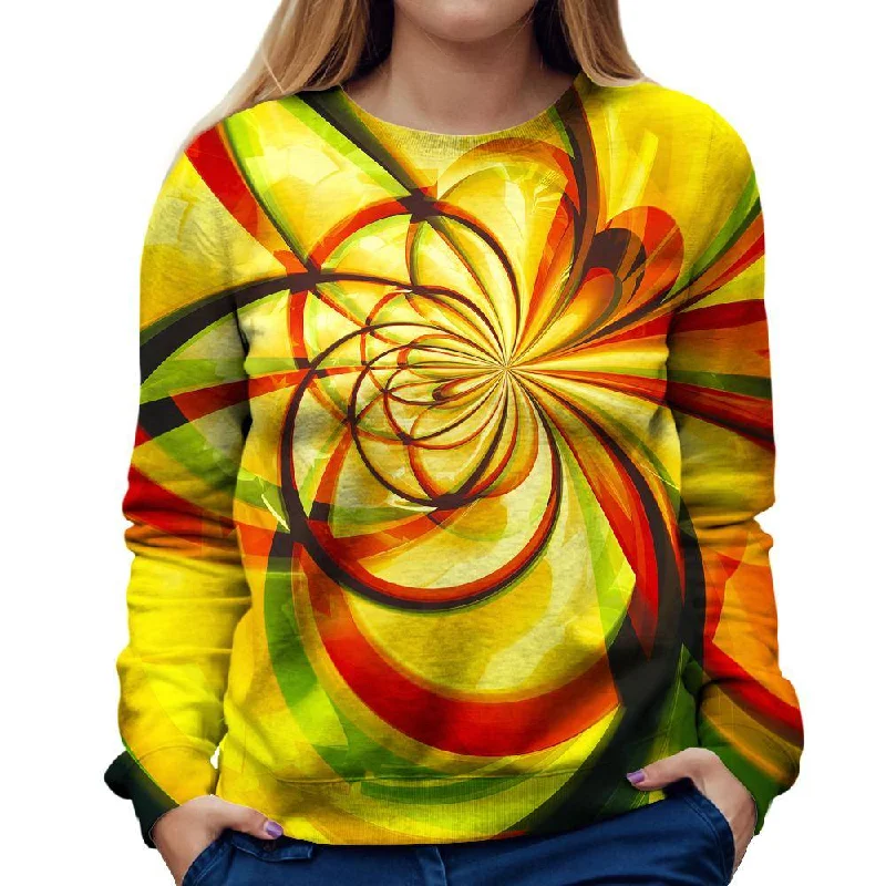 Yellow Flower Womens Sweatshirt Hoodie with Monochrome Minimalist Simple
