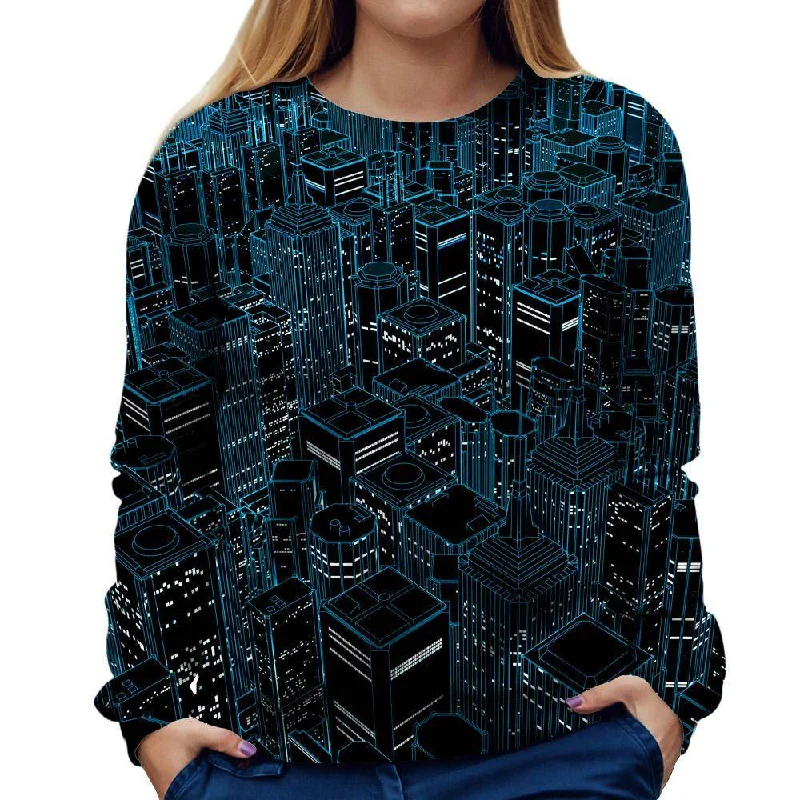 Night City Lights Womens Sweatshirt Hoodie with Logo Branding Identity