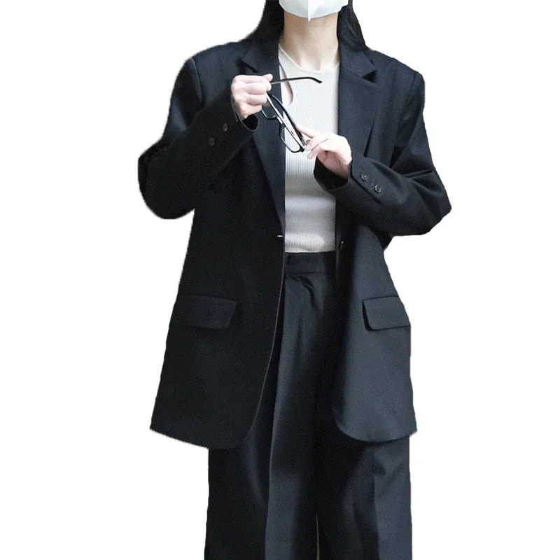 Wjczt Spring Autumn Women's Casual Solid Color Single Breasted Pocket Decorative Loose Jacket Welt Pockets Slit Pockets Flap Pockets