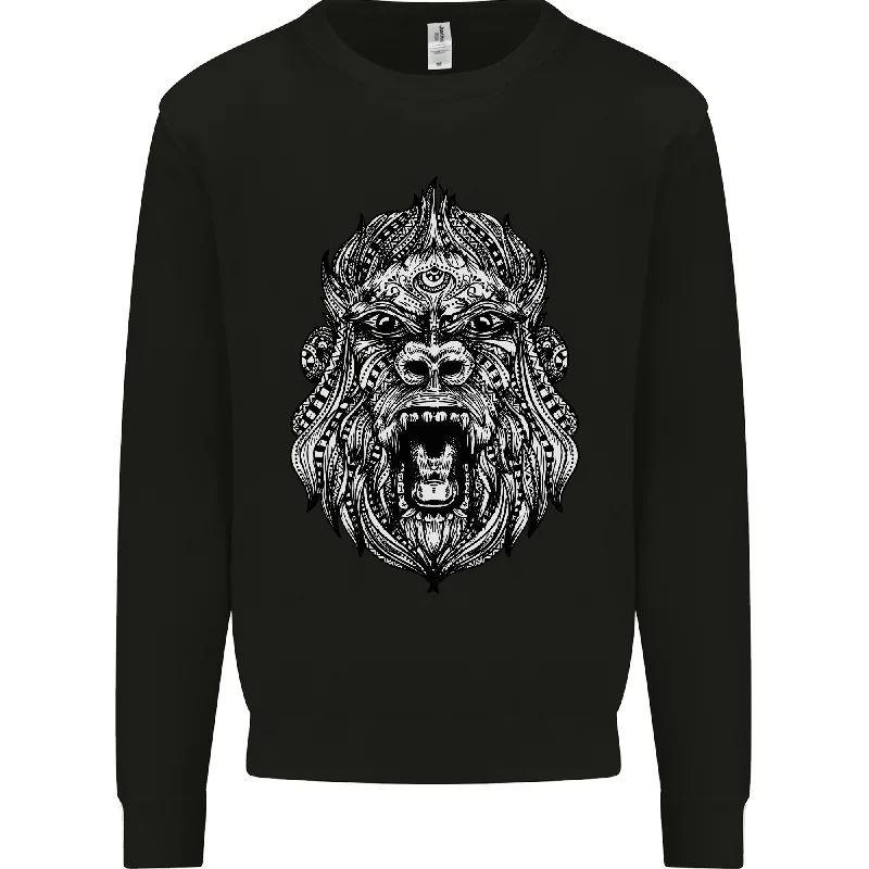 Ape Mandala Art Mens Sweatshirt Jumper Hoodie with High Neck Warm Protective