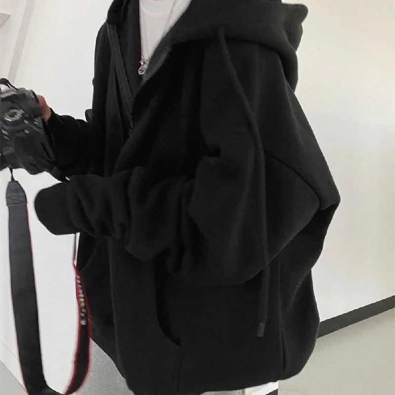 Women Harajuku Zip Up Hoodie Vintage Long Sleeve Oversized Solid Color Hooded Sweatshirt Casual Wear Street Style Women Harajuku Zip Up Hoodie Vintage Long Sleeve Oversized Solid Color Hooded Sweatshirt Casual Wear Street Style