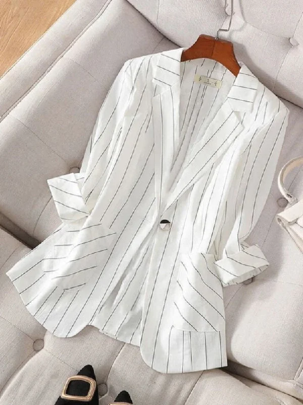 Wjczt Small Suit Jacket New Women's Spring Summer Striped Slim Sleeve Fashion Slim Suit Suit Jacket Oversize Code Clothing for Women Belted Jacket Elasticated Jacket Padded Jacket Wjczt Small Suit Jacket New Women's Spring Summer Striped Slim Sleeve Fashion Slim Suit Suit Jacket Oversize Code Clothing for Women Belted Jacket Elasticated Jacket Padded Jacket