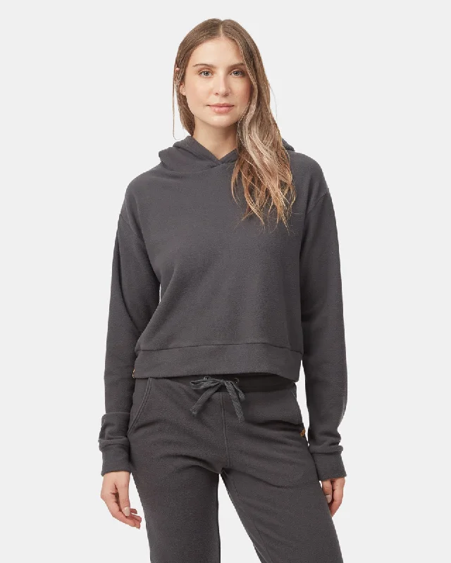 Luxe Cropped Hoodie Hoodie with Exposed Zipper Edgy Industrial