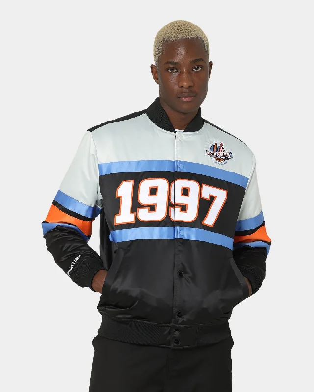 Mitchell & Ness All Star Game Heavy Satin Jacket Black Front Pockets Side Pockets Patch Pockets Mitchell & Ness All Star Game Heavy Satin Jacket Black Front Pockets Side Pockets Patch Pockets