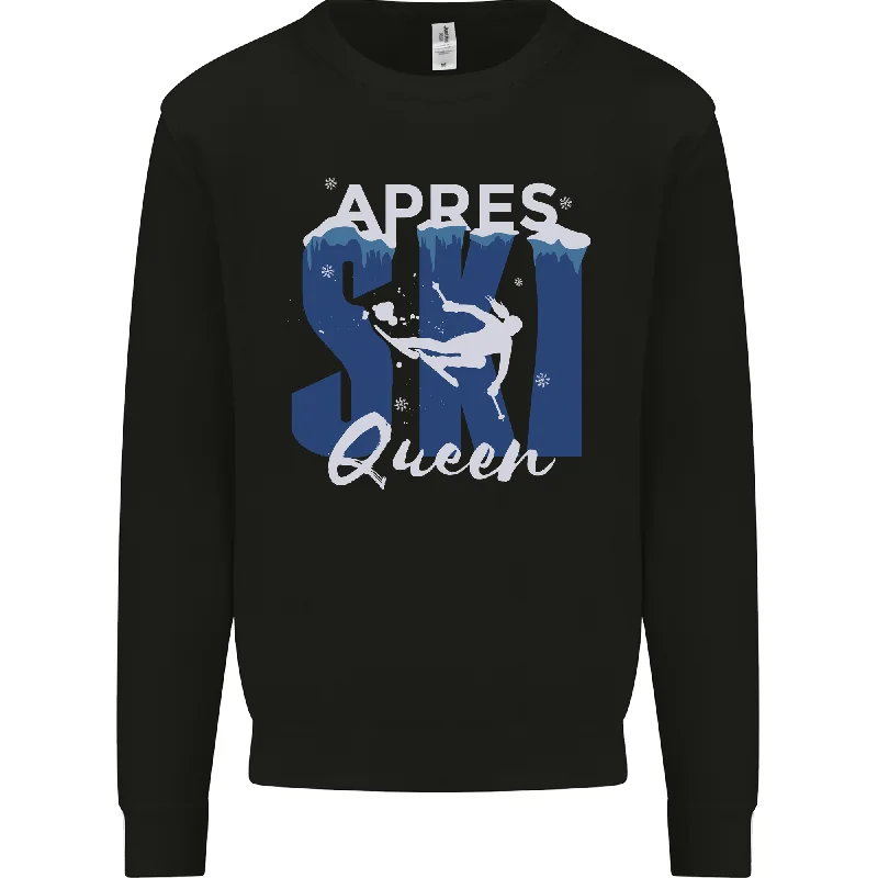 Apres Ski Queen Skiing Winter Sports Mens Sweatshirt Jumper Hoodie with Applique Textured Unique