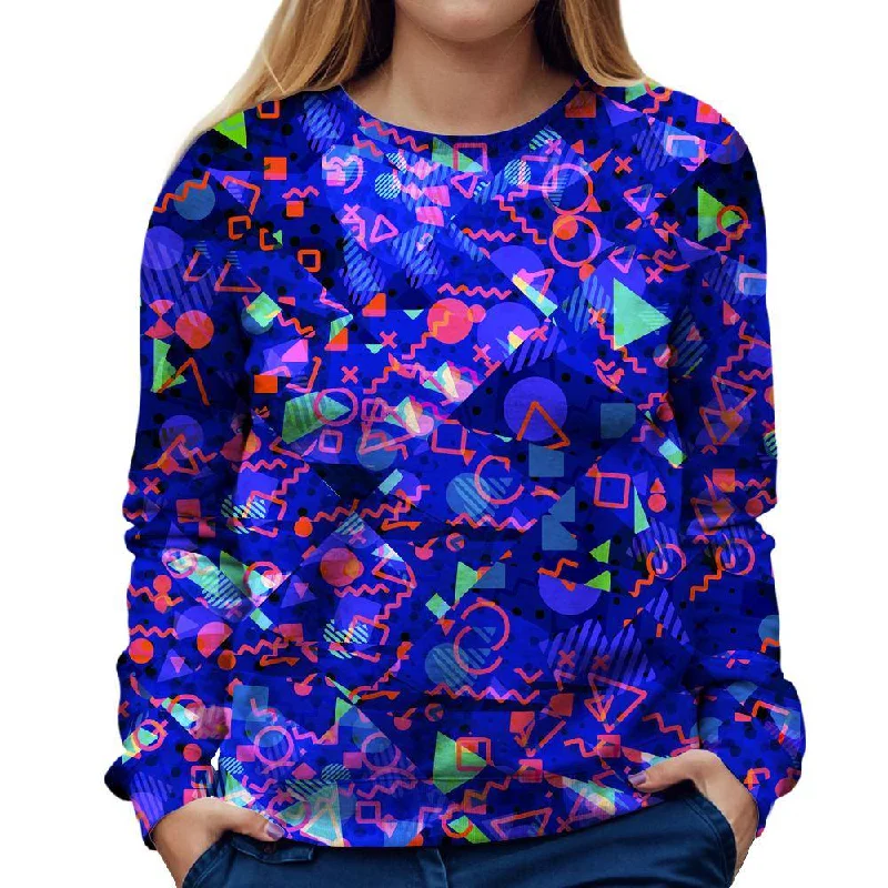 Blue Shapes Womens Sweatshirt Hoodie with Cuffed Sleeves Snug Secure
