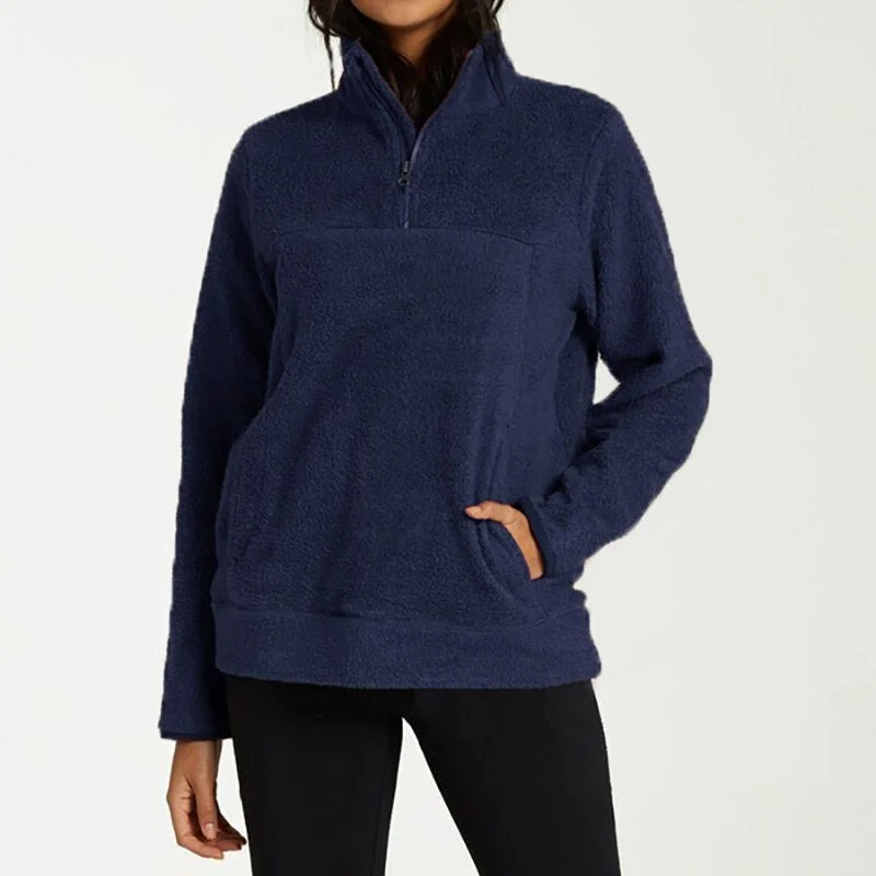 Women Hoodies Winter Warm Zipper Pocket Hoodie with Color Block Contrast Stylish