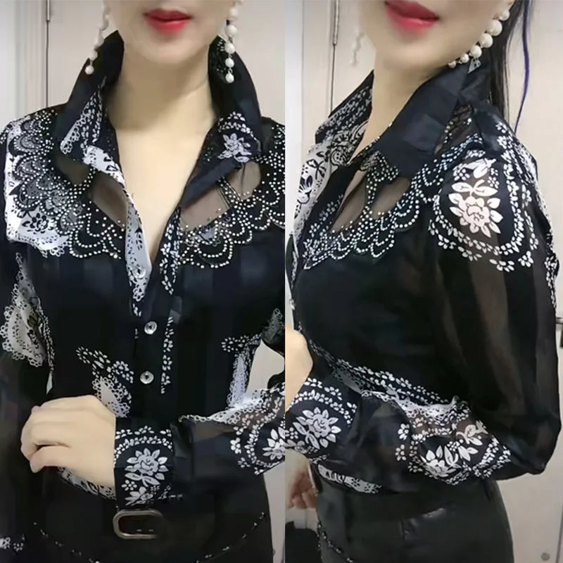 Wjczt Autumn Long Sleeve Women's Spring and Autumn Lace Chiffon Patchwork Shirt Jacket Blusas Ropa De Mujer Quilted Jacket Puffer Jacket Insulated Jacket Wjczt Autumn Long Sleeve Women's Spring and Autumn Lace Chiffon Patchwork Shirt Jacket Blusas Ropa De Mujer Quilted Jacket Puffer Jacket Insulated Jacket