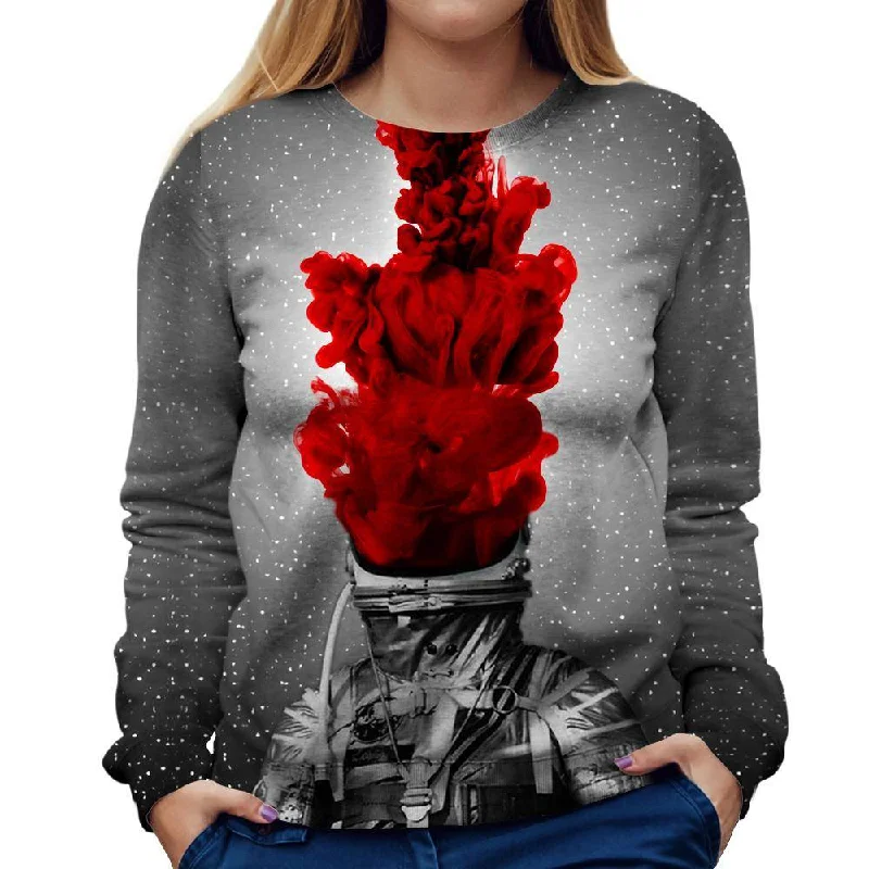 Into The Fire Womens Sweatshirt Hoodie with Batwing Sleeves Loose Dramatic