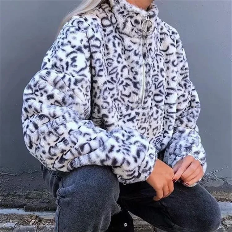 Leopard Printed Hoodies Sweatshirts Hoodie with Hem Raw Edge Edgy Unfinished