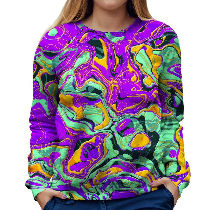 Purple Liquid Womens Sweatshirt Hoodie with Neon Bright Vibrant