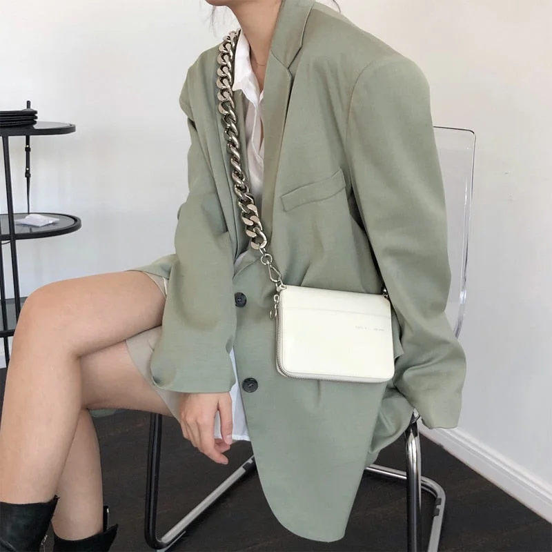 Wjczt Spring and autumn women's casual solid color double-breasted pocket decoration loose jacket Insulated Jacket Fitted Jacket Loose Jacket Wjczt Spring and autumn women's casual solid color double-breasted pocket decoration loose jacket Insulated Jacket Fitted Jacket Loose Jacket