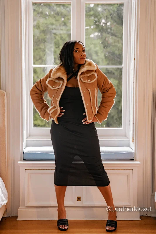Women's Willow Real Sheepskin Jean Jacket V-Neck Jacket Boat Neck Jacket Square Neck Jacket Women's Willow Real Sheepskin Jean Jacket V-Neck Jacket Boat Neck Jacket Square Neck Jacket