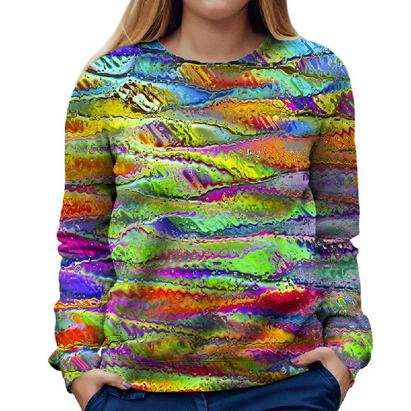 Distorted Colors Womens Sweatshirt Hoodie with Applique Textured Unique