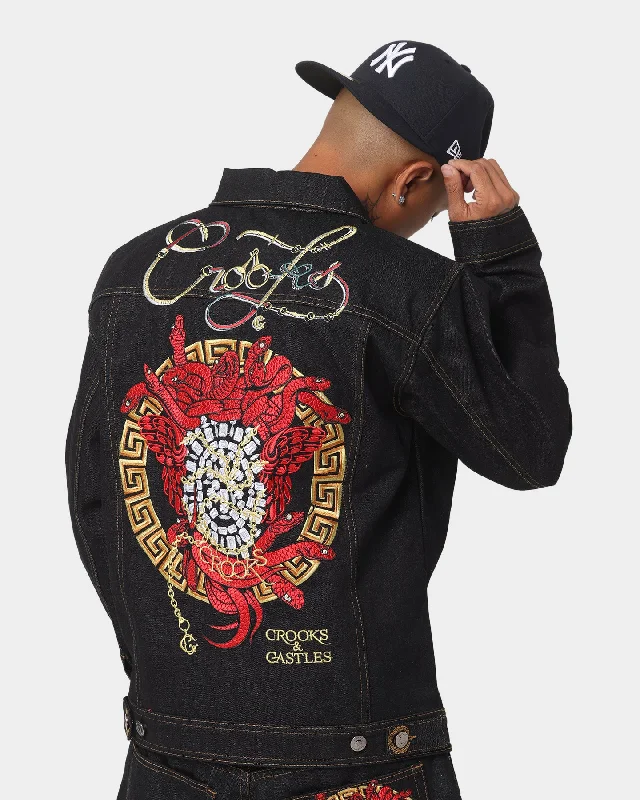 Crooks & Castles Medusa Diamond Denim Jacket Denim Nylon Fabric Polyester Fabric Spandex Fabric Crooks & Castles Medusa Diamond Denim Jacket Denim Nylon Fabric Polyester Fabric Spandex Fabric