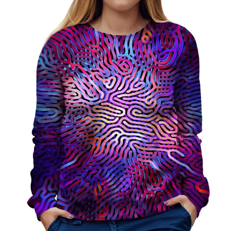 Purple Maze Womens Sweatshirt Hoodie with Contrast Stitching Detailed Premium