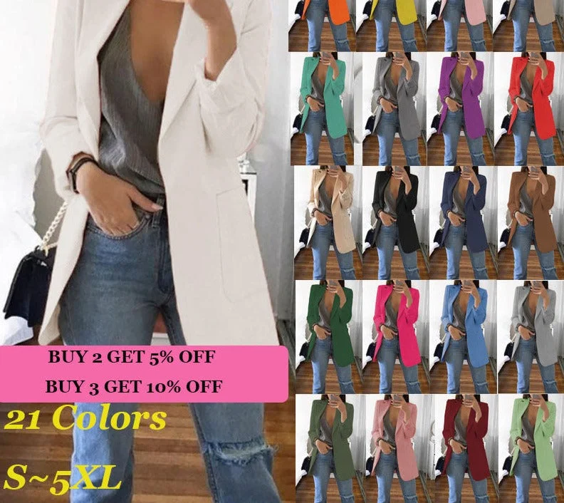 Wjczt Women's blazers jacket 2021 Spring and Autumn female oversize office Long Sleeve solid color coat loose casual clothes Tailored Jacket Straight Jacket A-Line Jacket Wjczt Women's blazers jacket 2021 Spring and Autumn female oversize office Long Sleeve solid color coat loose casual clothes Tailored Jacket Straight Jacket A-Line Jacket