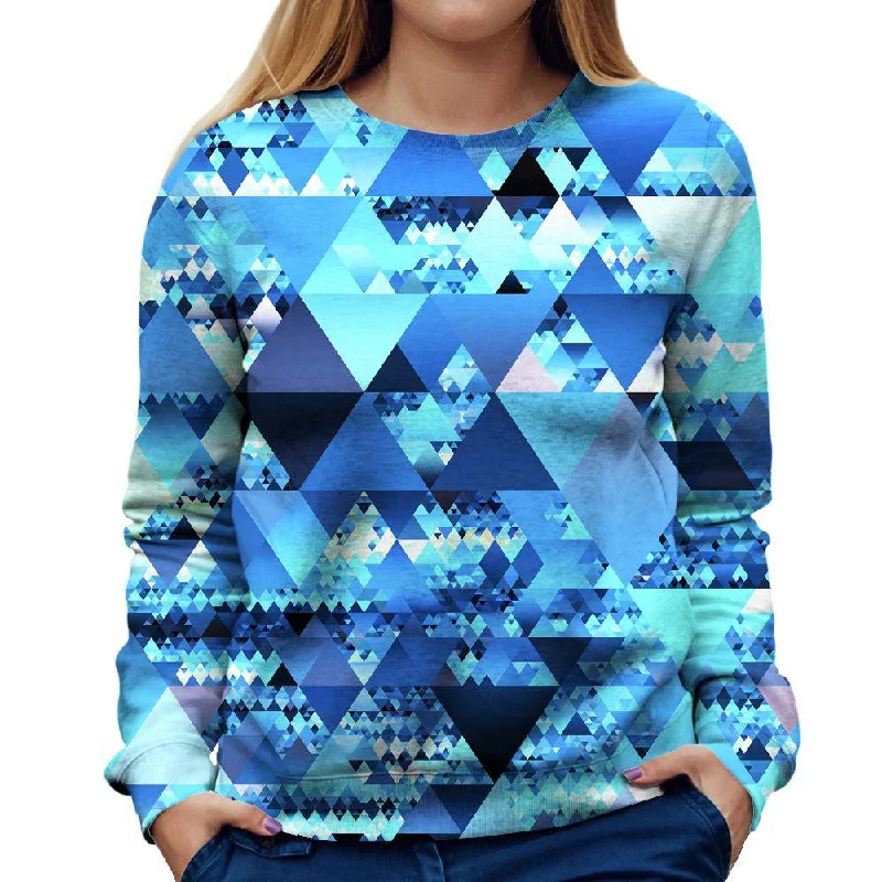 Blue Crystals Womens Sweatshirt Hoodie with Set-In Sleeves Structured Classic