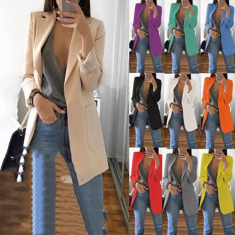 Wjczt Women's Blazer jackets Spring Autumn Casual Plus Size Fashion Basic Notched Slim Solid Coats Office Ladies OutwearChic loosecoat Toggled Jacket Drawstring Jacket Belted Jacket Wjczt Women's Blazer jackets Spring Autumn Casual Plus Size Fashion Basic Notched Slim Solid Coats Office Ladies OutwearChic loosecoat Toggled Jacket Drawstring Jacket Belted Jacket