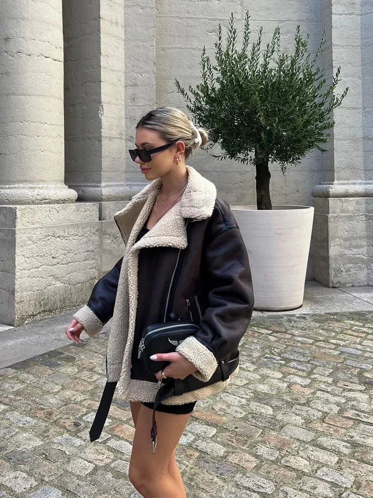 Wjczt Fashion Faux Fur Jacket with Zipper Women Long Sleeve Double-sided Jackets Warm Coat Female Casual Lapel cold coat Mesh Jacket Canvas Jacket Denim Jacket Wjczt Fashion Faux Fur Jacket with Zipper Women Long Sleeve Double-sided Jackets Warm Coat Female Casual Lapel cold coat Mesh Jacket Canvas Jacket Denim Jacket