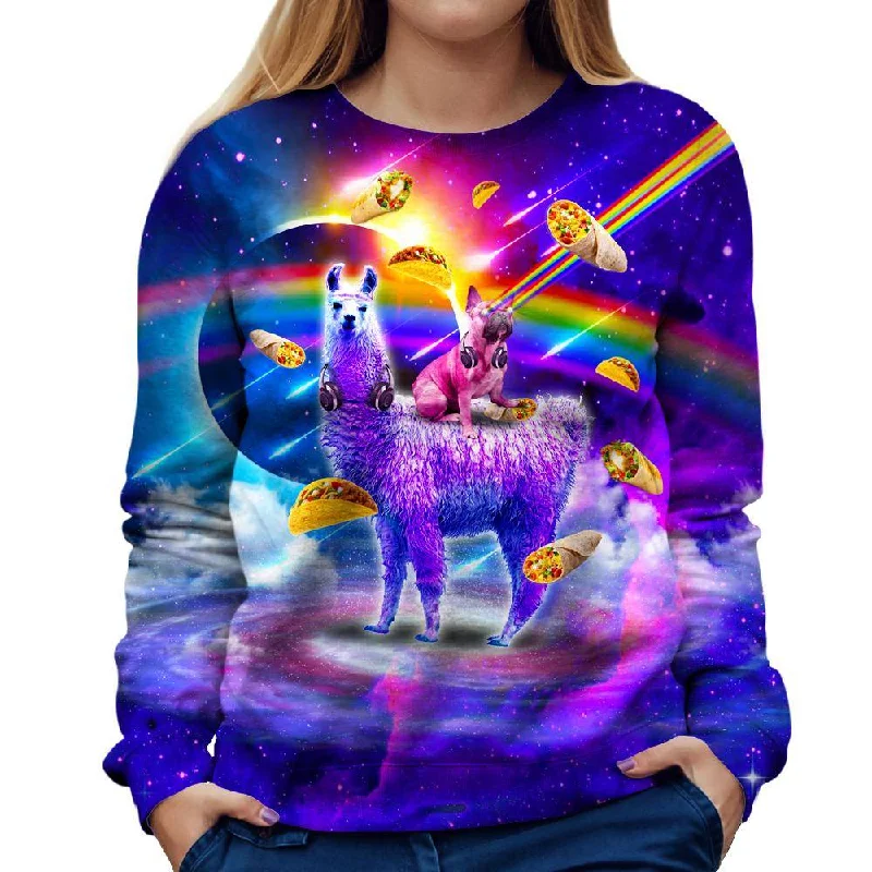 Frenchie Llama Womens Sweatshirt Hoodie with High Neck Warm Protective