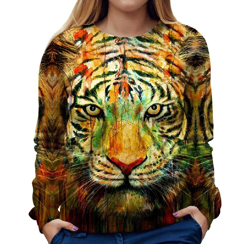 El Tigre Womens Sweatshirt Hoodie with Gradient Ombre Colorful