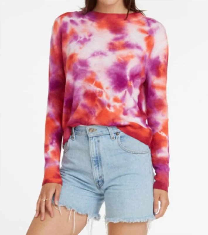 Tie Dye Crewneck Pullover In Multi One Shoulder Top