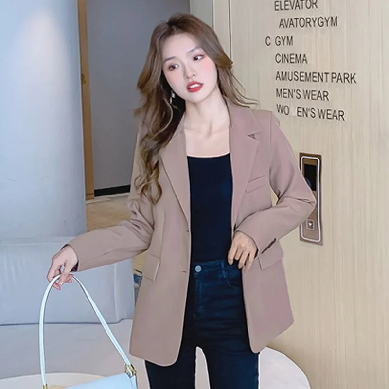 Wjczt Autumn Black Blazers Women Loose Solid Coffee Tailored Coat Suit Jackets Office Lady Overwear Korean Fashion Outwear New Wool Fabric Cashmere Fabric Tweed Fabric Wjczt Autumn Black Blazers Women Loose Solid Coffee Tailored Coat Suit Jackets Office Lady Overwear Korean Fashion Outwear New Wool Fabric Cashmere Fabric Tweed Fabric