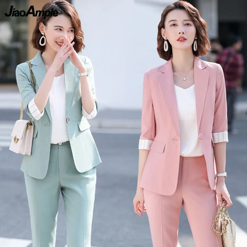 Wjczt Women's Summer Blazers Pants 2 Piece Set Korean Office Lady Graceful Three Quarter Suit Coat Pencil Trousers Outfits Pink Jacket One-Shoulder Jacket Off-the-Shoulder Jacket Asymmetrical Jacket Wjczt Women's Summer Blazers Pants 2 Piece Set Korean Office Lady Graceful Three Quarter Suit Coat Pencil Trousers Outfits Pink Jacket One-Shoulder Jacket Off-the-Shoulder Jacket Asymmetrical Jacket