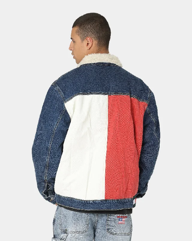 Tommy Jeans Colour-Blocked Oversized Sherpa Denim Jacket Dark Denim Collared Jacket Crew Neck Jacket Turtle Neck Jacket Tommy Jeans Colour-Blocked Oversized Sherpa Denim Jacket Dark Denim Collared Jacket Crew Neck Jacket Turtle Neck Jacket