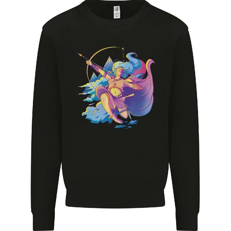 Artemis Greek Goddess of Wild Animals Mens Sweatshirt Jumper Hoodie with Elastic Waist Stretchable Comfortable