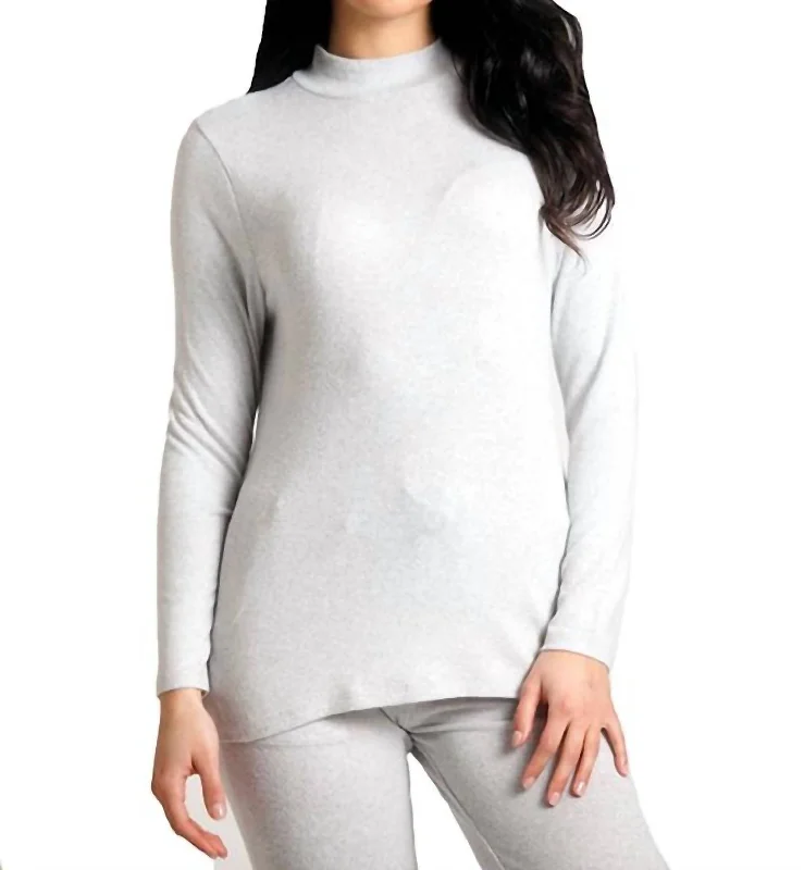 Supersoft Mock Neck Pullover In Frost Sabrina Neck Pullover