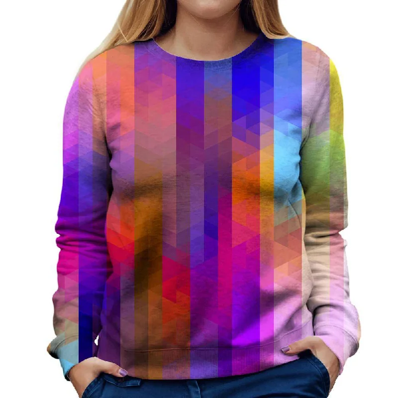 Triangle Pixels Womens Sweatshirt Hoodie with Hem Lace Feminine Delicate