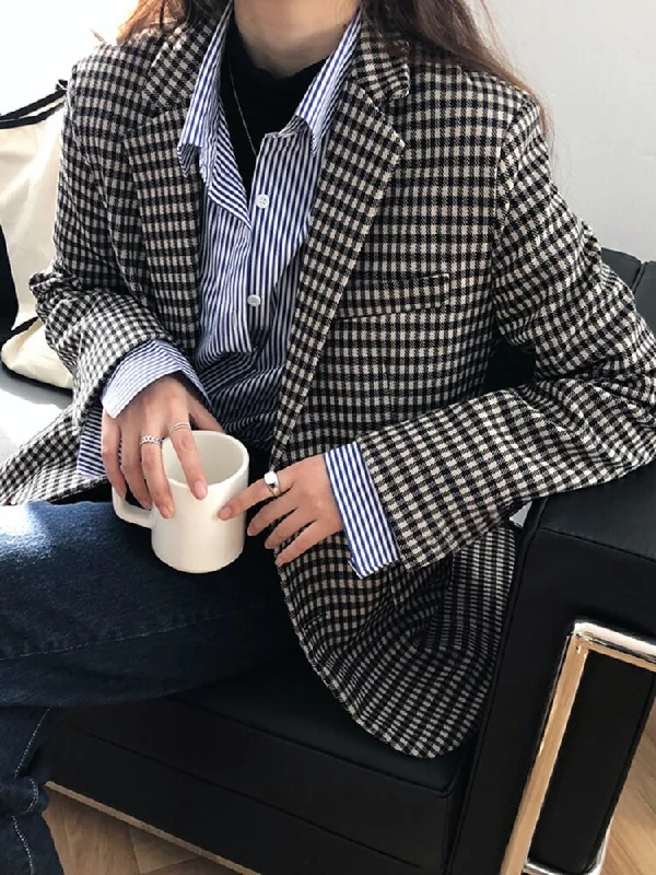 Wjczt Women's Plaid Leisure Loose The New Fashion Coat for Fall Jacket for Women Blazer Women Winter Clothes Women Coats Office Lady Herringbone Jacket Checkered Jacket Solid Jacket Wjczt Women's Plaid Leisure Loose The New Fashion Coat for Fall Jacket for Women Blazer Women Winter Clothes Women Coats Office Lady Herringbone Jacket Checkered Jacket Solid Jacket