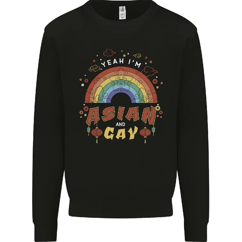Asian and Gay Funny Gaysian LGBT Pride Mens Sweatshirt Jumper Hoodie with Camouflage Military Edgy