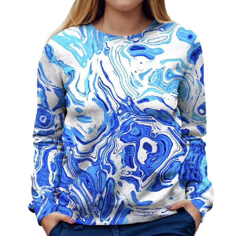 Abstract Liquid Womens Sweatshirt Hoodie with Ribbed Hem Stretchable Secure