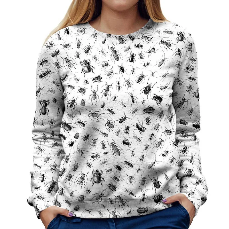Beetlemania White Womens Sweatshirt Hoodie with Ribbed Cuffs Snug Fit Comfort