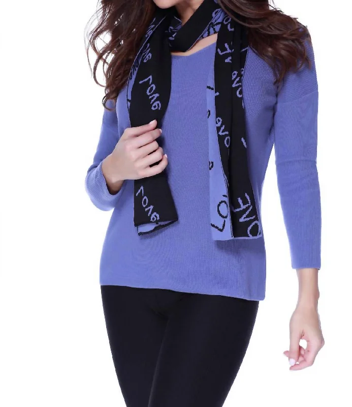 Love Pullover W/ Scarf In Lavender Besom Neck Pullover