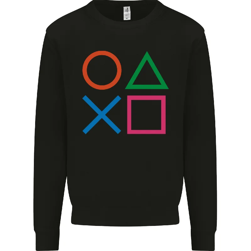Arcade Game Console Buttons Gaming Gamer Mens Sweatshirt Jumper Hoodie with Pastel Soft Subtle