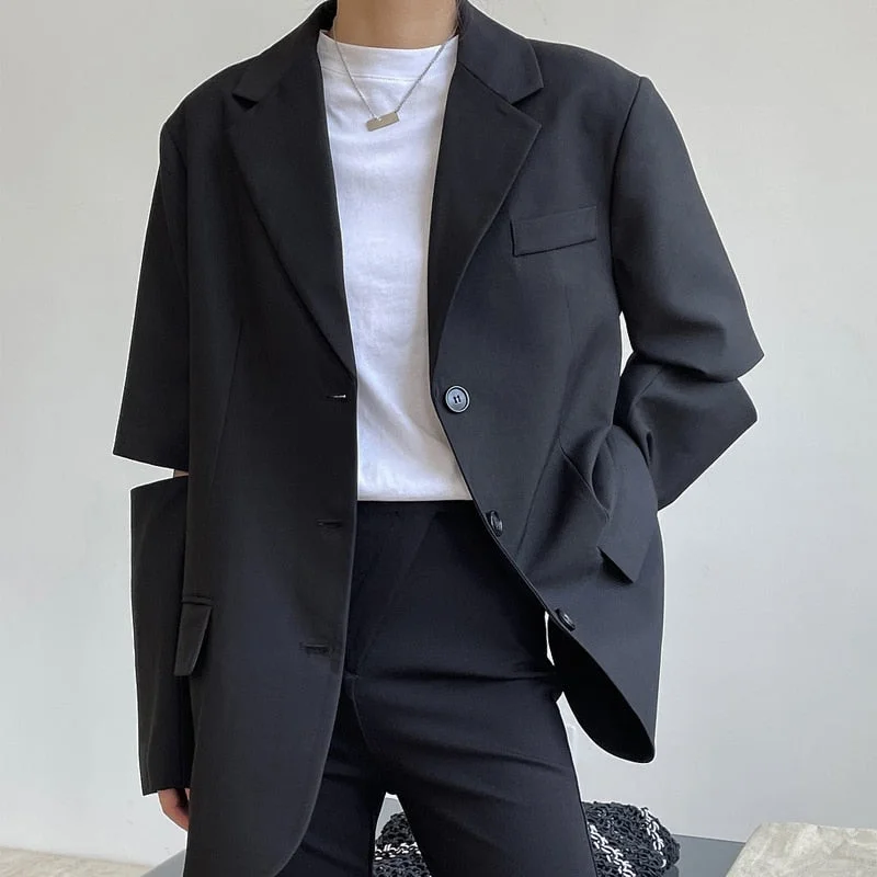 Wjczt Spring and autumn women's casual solid color single-breasted pocket decoration split sleeve loose jacket Snapped Jacket Toggled Jacket Drawstring Jacket Wjczt Spring and autumn women's casual solid color single-breasted pocket decoration split sleeve loose jacket Snapped Jacket Toggled Jacket Drawstring Jacket