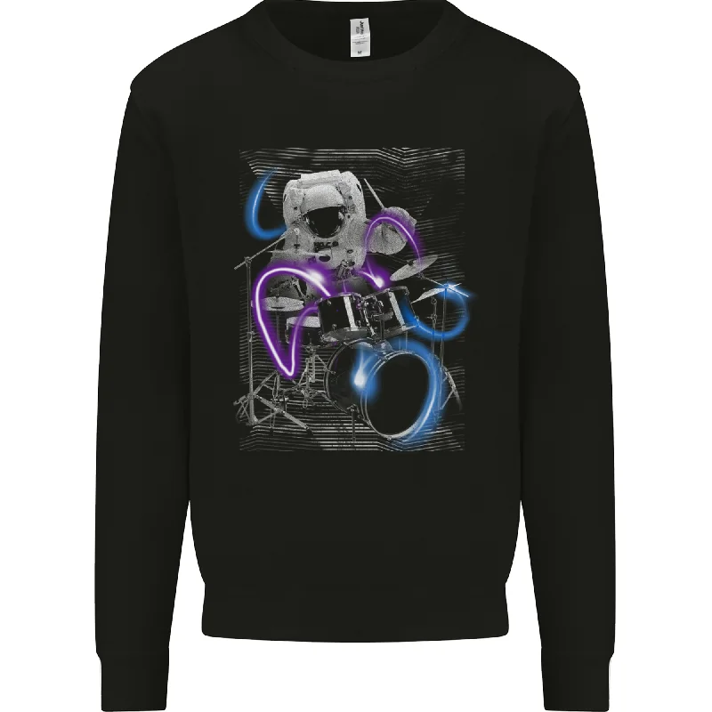 Astronaut Drummer Drumming Drums Mens Sweatshirt Jumper Hoodie with Hem Applique Textured Unique Astronaut Drummer Drumming Drums Mens Sweatshirt Jumper Hoodie with Hem Applique Textured Unique