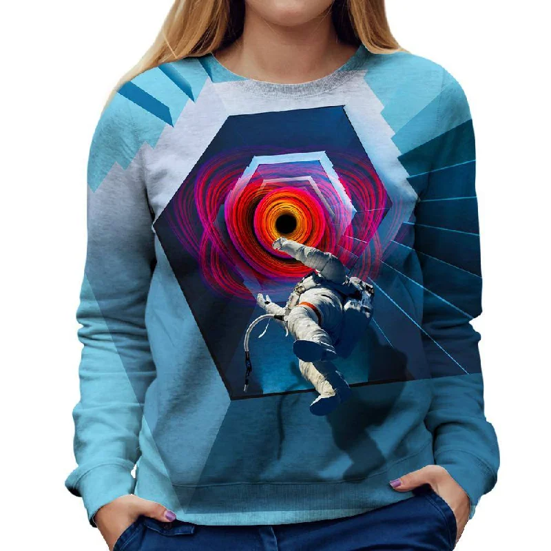 Into The Unknown Astronaut Womens Sweatshirt Hoodie with Tied Waist Feminine Flattering Into The Unknown Astronaut Womens Sweatshirt Hoodie with Tied Waist Feminine Flattering