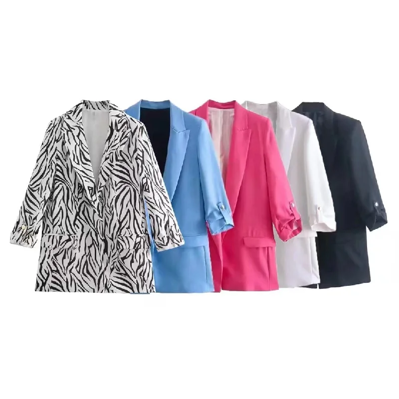 Wjczt 2022 Women Fashion Open Blazer Turn-Down Collar Rollable Sleeves Office Lady Jacket Coat Female Autumn Tops XX8797 Faux Fur Jacket Real Fur Jacket Shearling Jacket Wjczt 2022 Women Fashion Open Blazer Turn-Down Collar Rollable Sleeves Office Lady Jacket Coat Female Autumn Tops XX8797 Faux Fur Jacket Real Fur Jacket Shearling Jacket