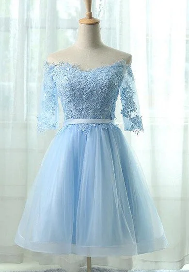 Adorable Off Shoulder A-line Organza Lace Applique Dress