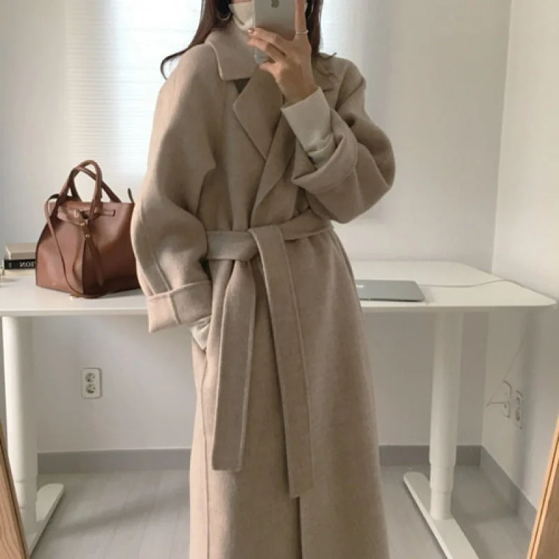 Vireous Woollen Coat Women's Mid-Length Jersey Tulle Batik